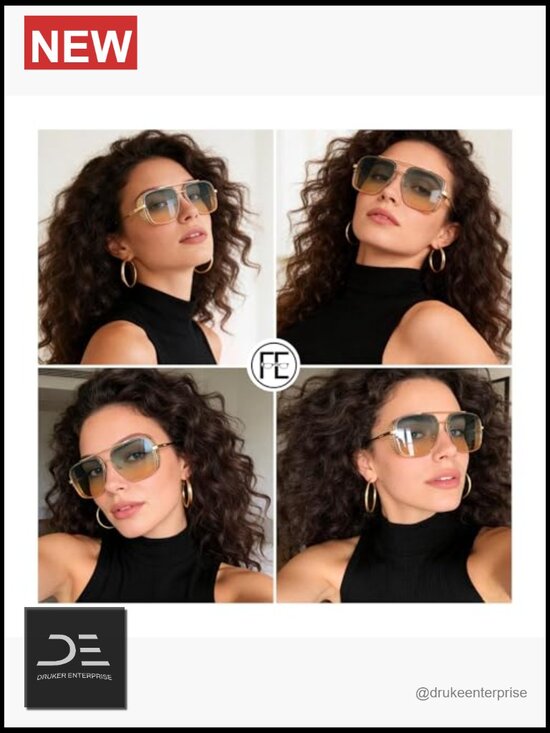 Vintage Square Aviator Metal Frame Polarized Sunglasses main image 5